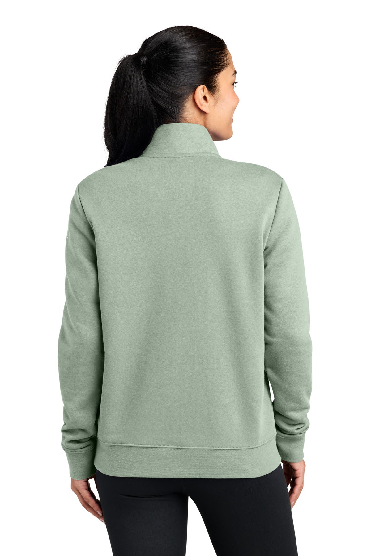 JadeHoriz Nike Women's Club Fleece Sleeve Swoosh 1/2-Zip NKDX6720