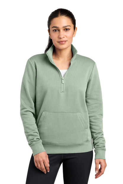 JadeHoriz Nike Women's Club Fleece Sleeve Swoosh 1/2-Zip NKDX6720