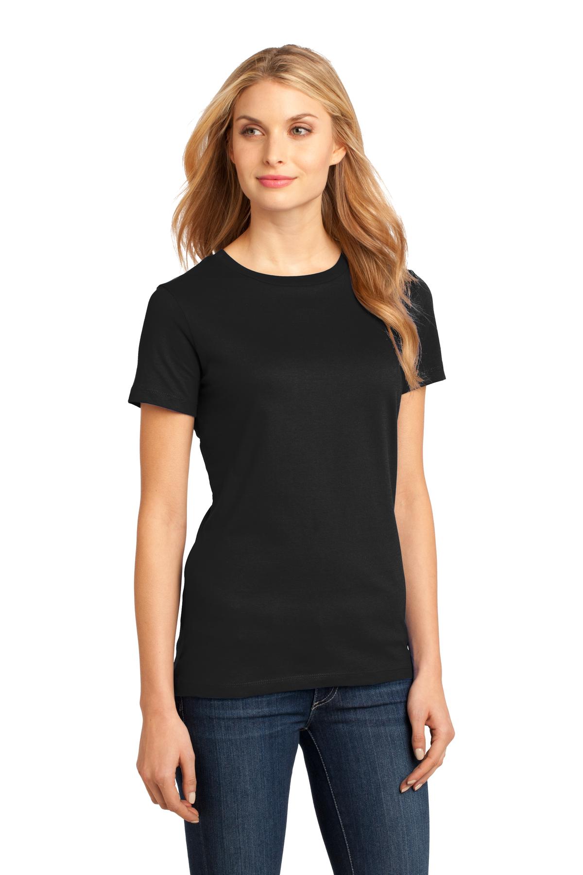 Jet Black District Women's Perfect Weight Tee. DM104L plain