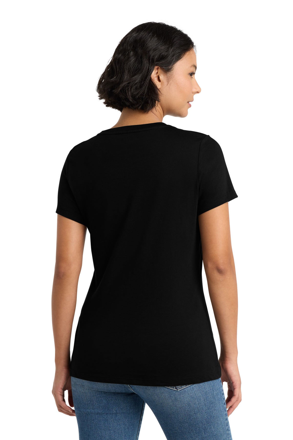 Jet Black District Women's Perfect Weight Tee. DM104L plain
