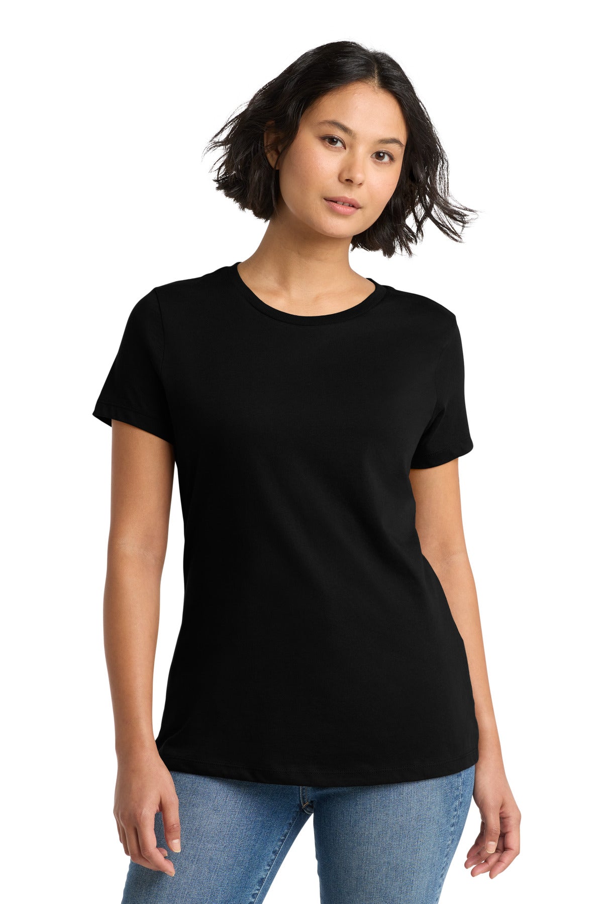 Jet Black District Women's Perfect Weight Tee. DM104L plain