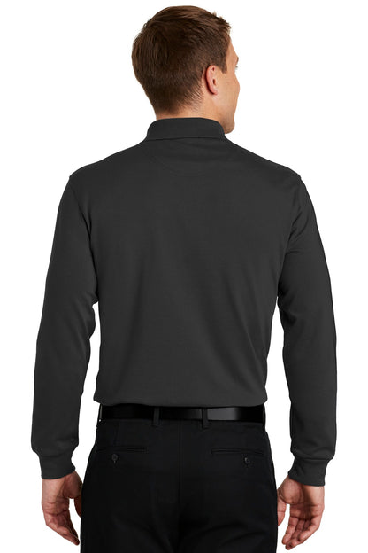 Jet Black Port Authority Rapid Dry Long Sleeve Polo. K455LS plain