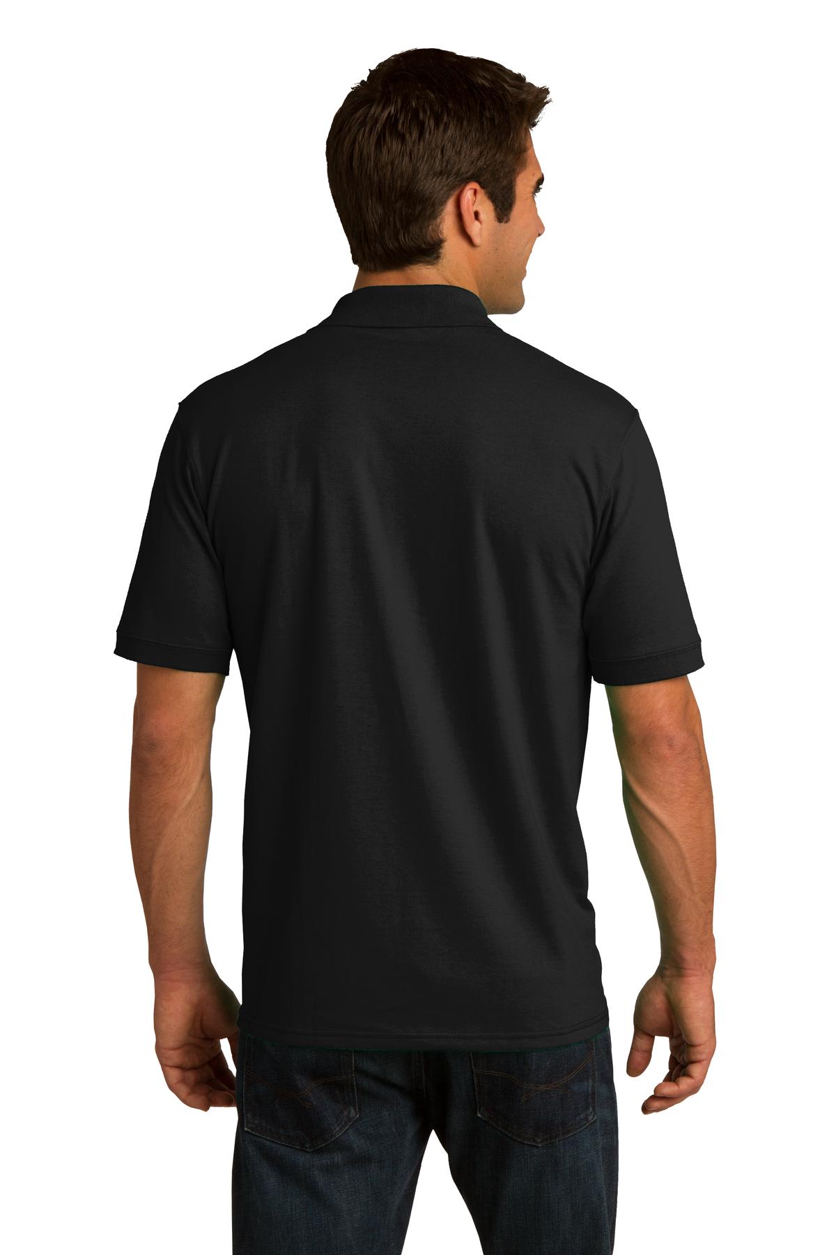 Jet Black Port & Co Core Blend Jersey Knit Polo. KP55 plain