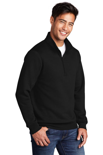Jet Black Port & Co Core Fleece 1/4-Zip Pullover Sweatshirt PC78Q