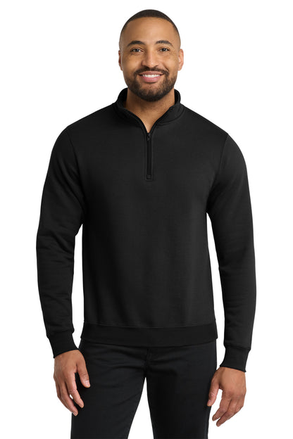 Jet Black Port & Co Core Fleece 1/4-Zip Pullover Sweatshirt PC78Q