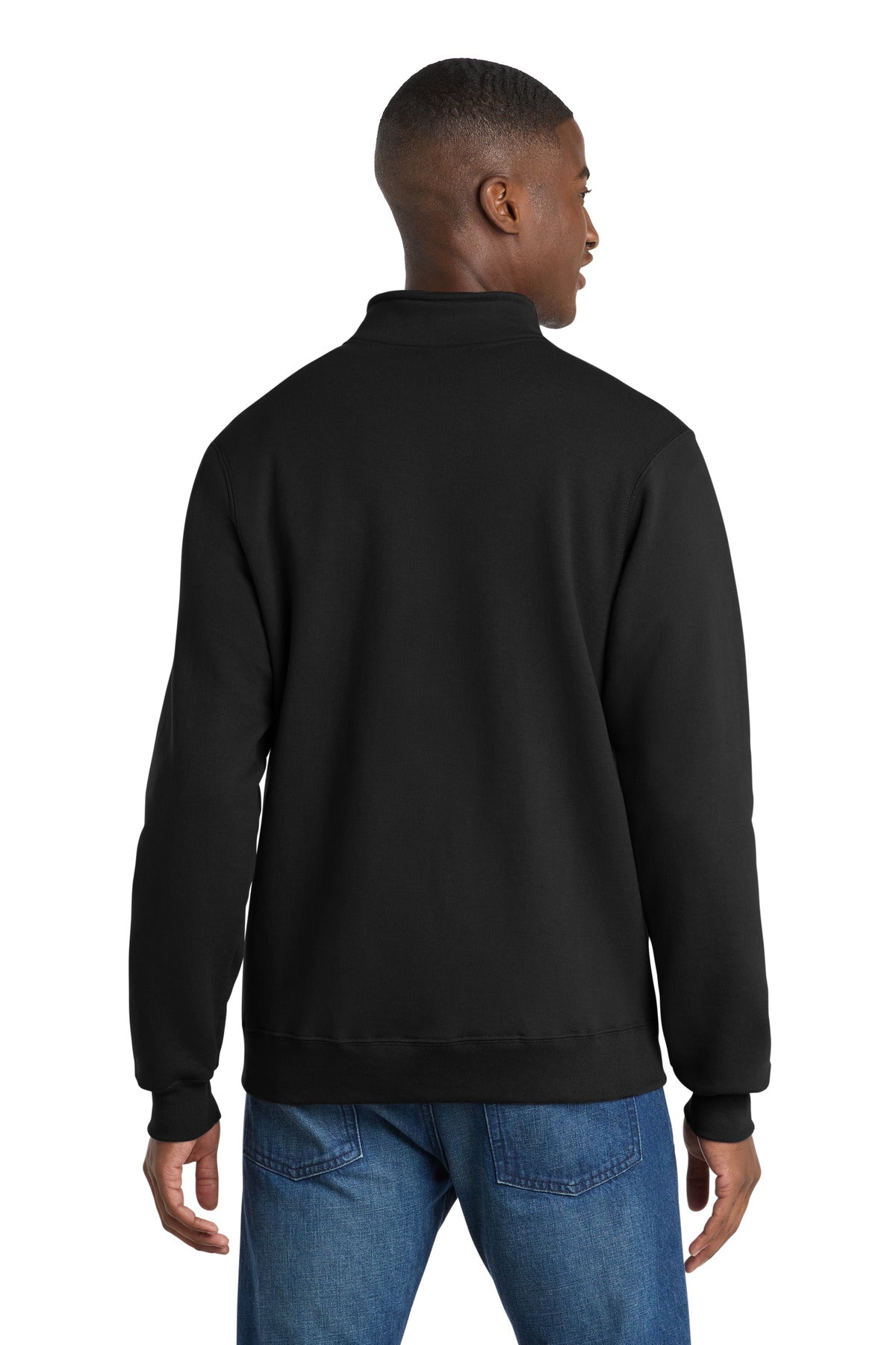 Jet Black Port & Co Core Fleece Cadet Full-Zip Sweatshirt PC78FZ plain