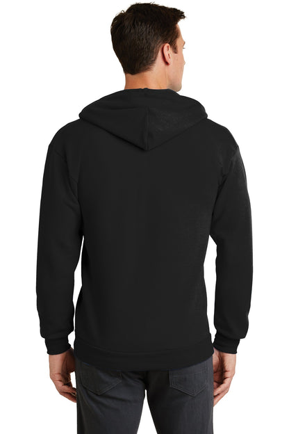Jet Black Port & Co Core Fleece Full-Zip Hooded Sweatshirt. PC78ZH plain