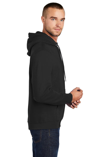 Jet Black Port & Co Core Fleece Pullover Hooded Sweatshirt. PC78H