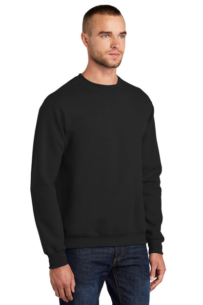 Jet Black Port & Co Essential Fleece Crewneck Sweatshirt. PC90 plain