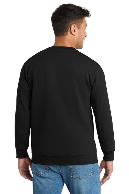 Jet Black Port & Co Essential Fleece Crewneck Sweatshirt. PC90 plain