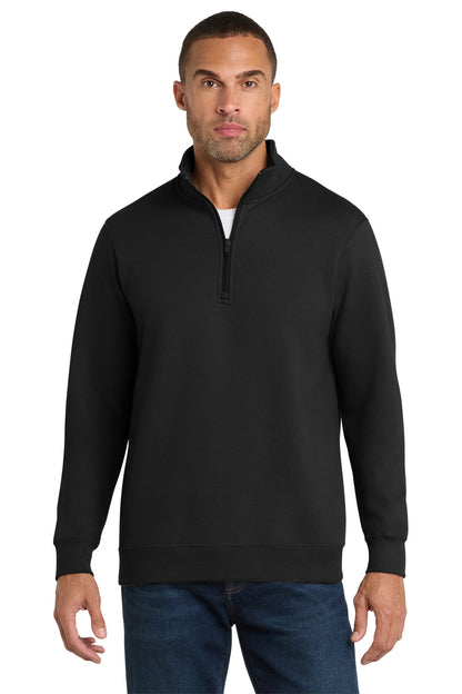 Jet Black Port & Co Fan Favorite Fleece 1/4-Zip Pullover Sweatshirt. PC850Q plain