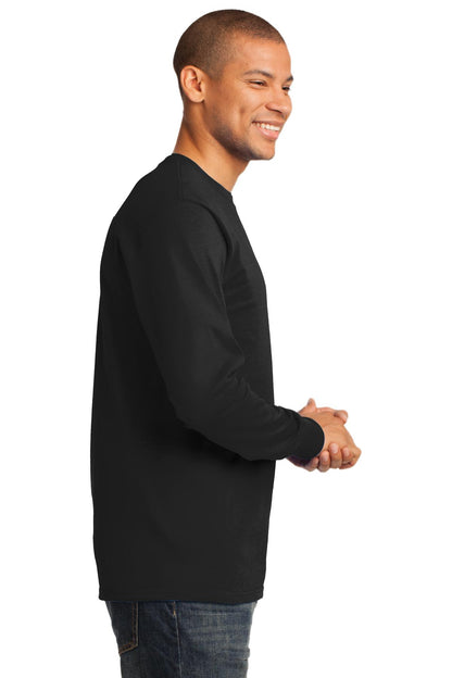 Jet Black Port & Co Long Sleeve Essential Tee. PC61LS plain