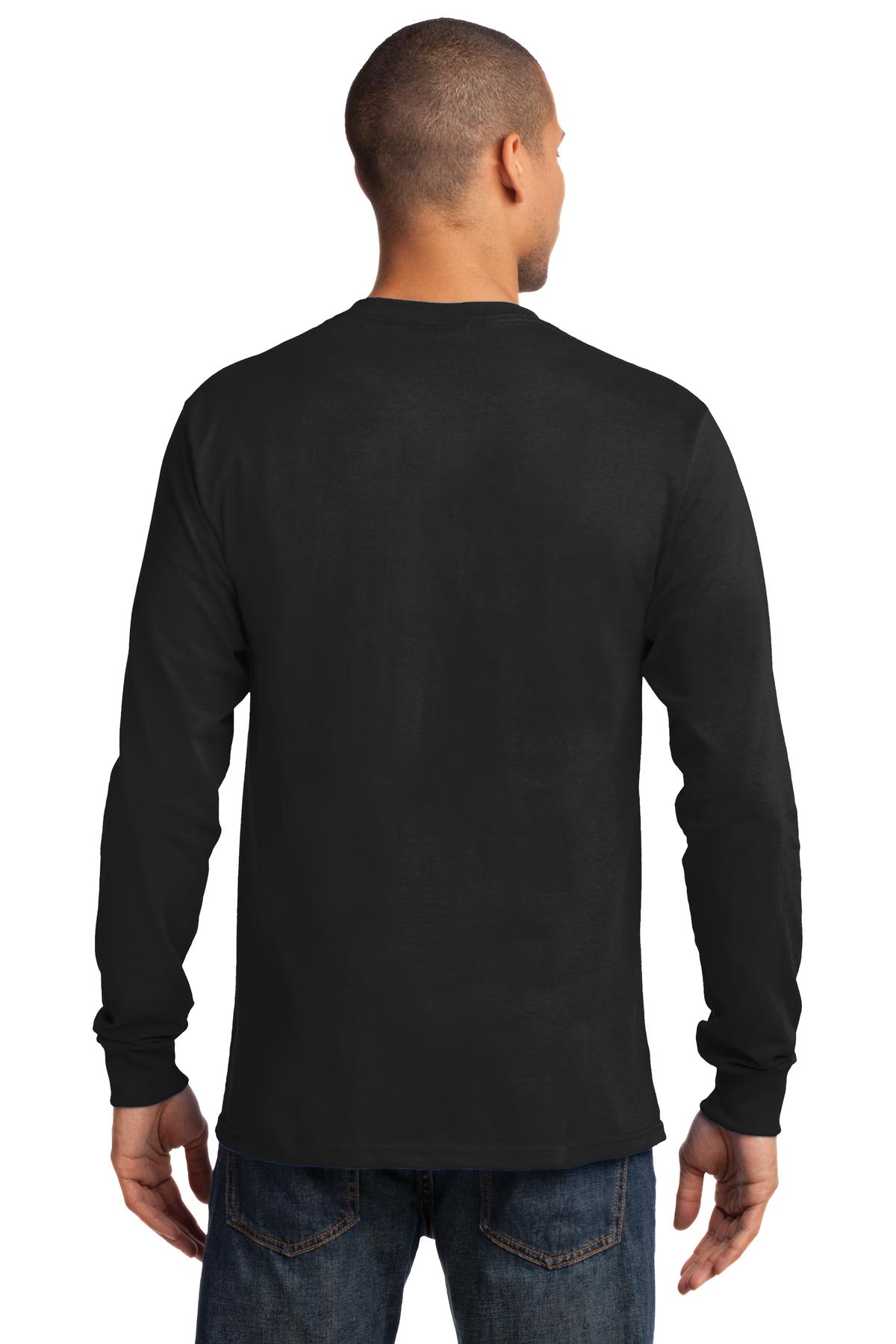 Jet Black Port & Co Long Sleeve Essential Tee. PC61LS plain