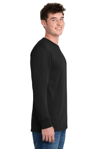 Jet Black Port & Co Long Sleeve Essential Tee. PC61LS plain
