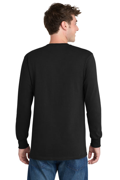 Jet Black Port & Co Long Sleeve Essential Tee. PC61LS plain