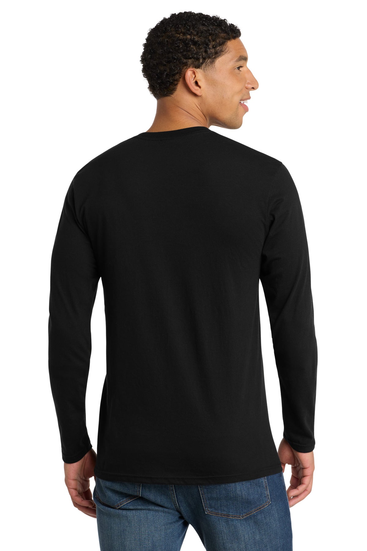 Jet Black Port & Co Long Sleeve Fan Favorite Blend Tee. PC455LS plain