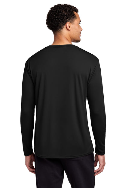 Jet Black Port & Co Long Sleeve Performance Tee. PC380LS plain