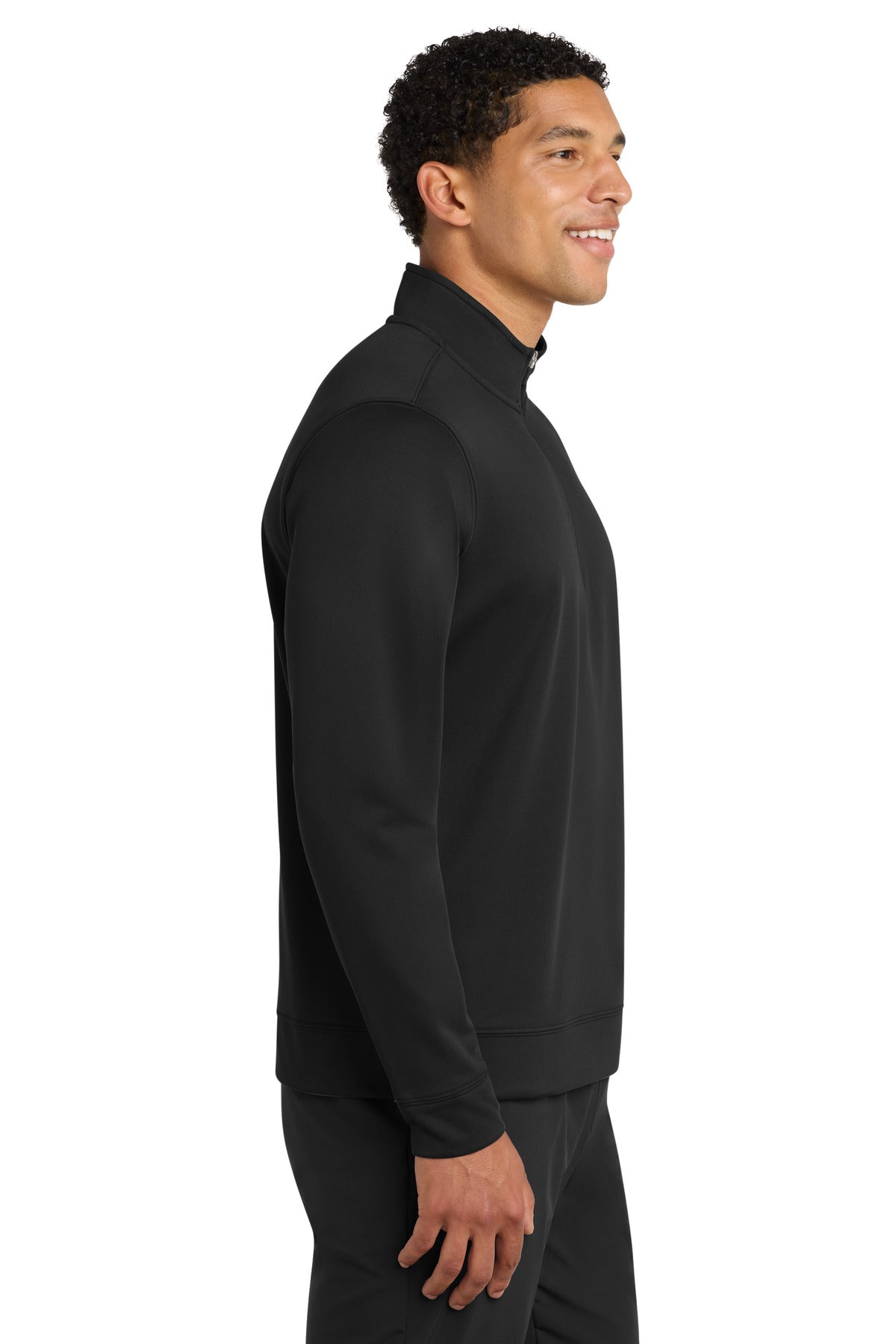 Jet Black Port & Co Performance Fleece 1/4-Zip Pullover Sweatshirt. PC590Q plain