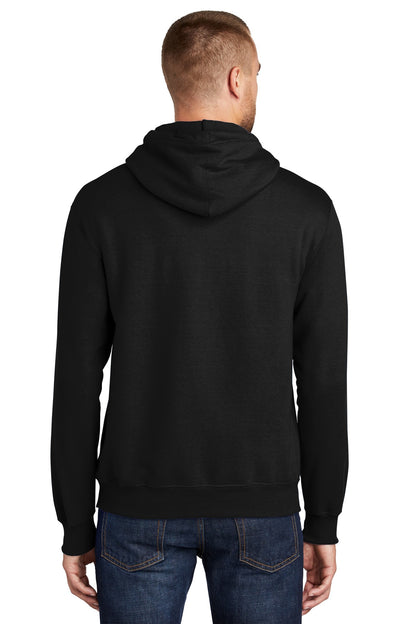 Jet Black Port & Co Tall Essential Fleece Pullover Hooded Sweatshirt. PC90HT plain