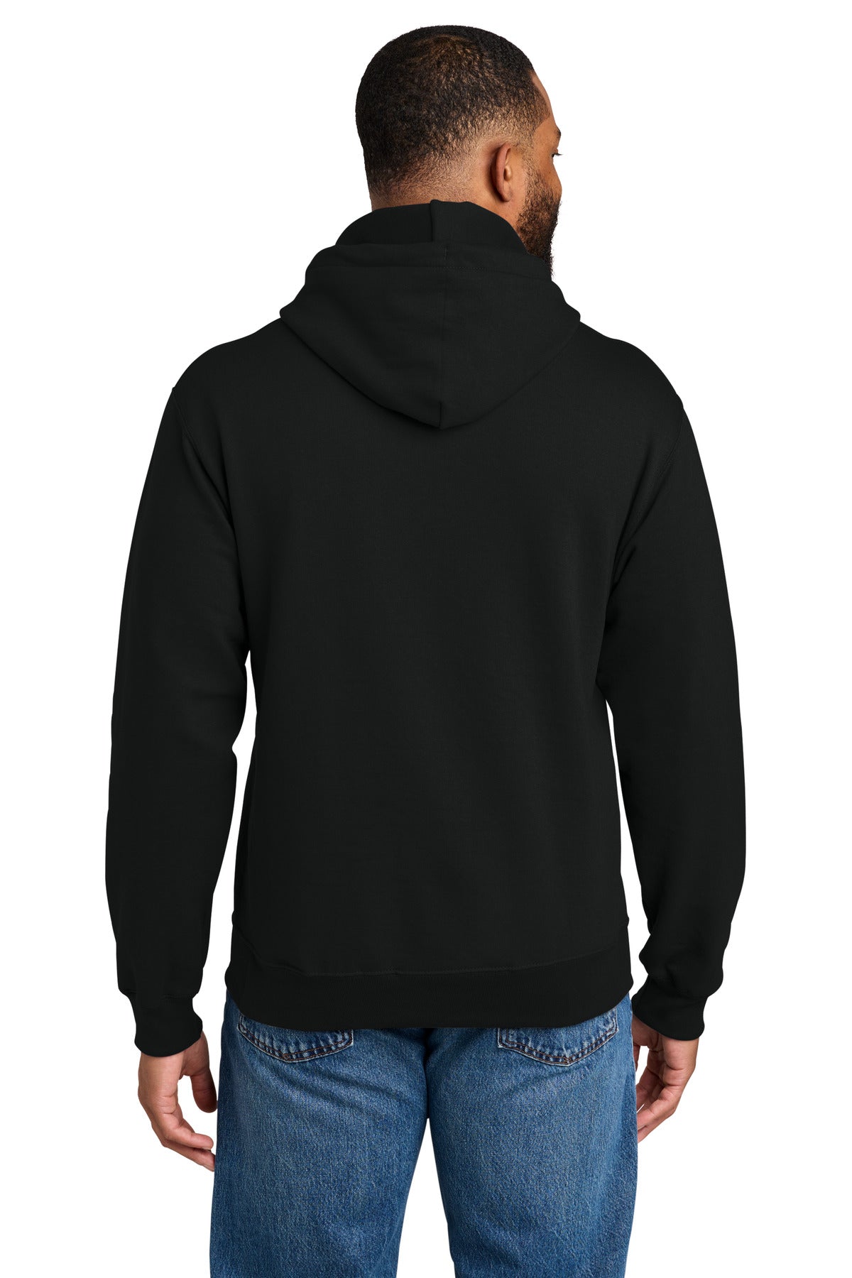 Jet Black Port & Co Tall Essential Fleece Pullover Hooded Sweatshirt. PC90HT plain