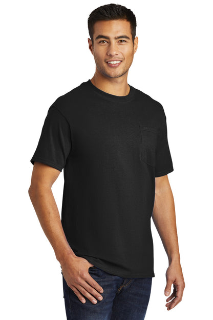 Jet Black Port & Co Tall Essential Pocket Tee. PC61PT plain
