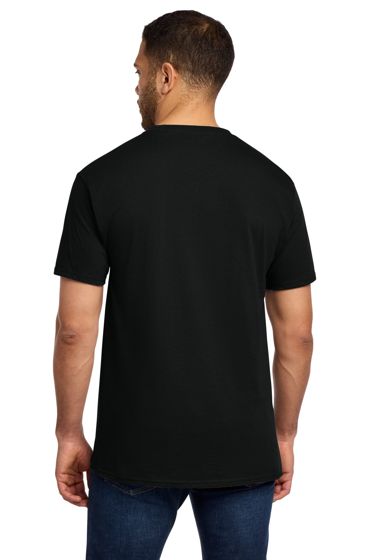 Jet Black Port & Co Tall Essential Pocket Tee. PC61PT plain