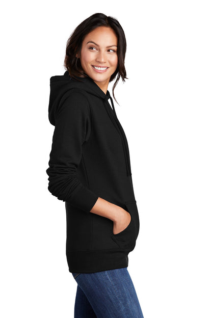 Jet Black Port & Co Women's Core Fleece Pullover Hooded Sweatshirt LPC78H plain