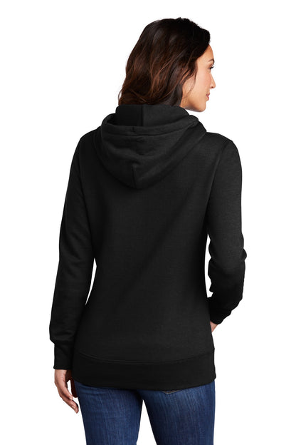 Jet Black Port & Co Women's Core Fleece Pullover Hooded Sweatshirt LPC78H plain