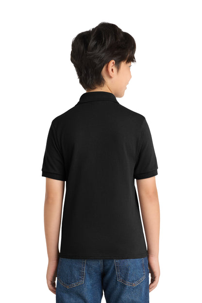Jet Black Port & Co Youth Core Blend Jersey Knit Polo. KP55Y plain