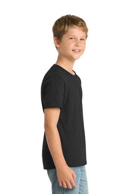 Jet Black Port & Co Youth Core Blend Tee. PC55Y plain