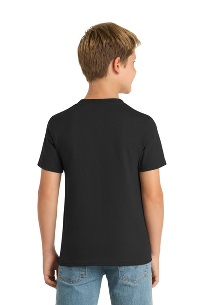 Jet Black Port & Co Youth Core Blend Tee. PC55Y plain