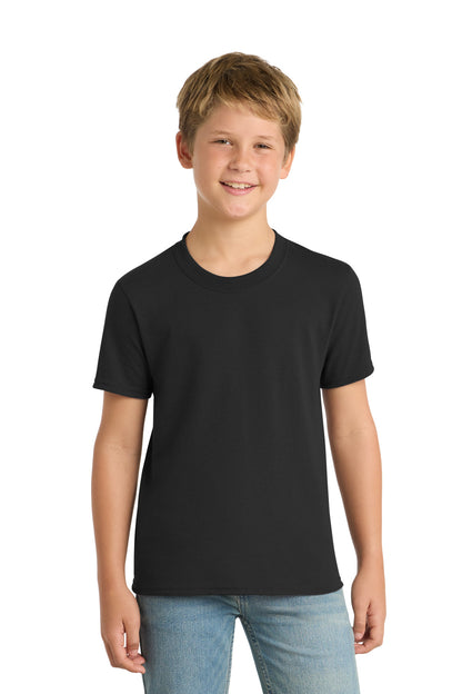Jet Black Port & Co Youth Core Blend Tee. PC55Y plain