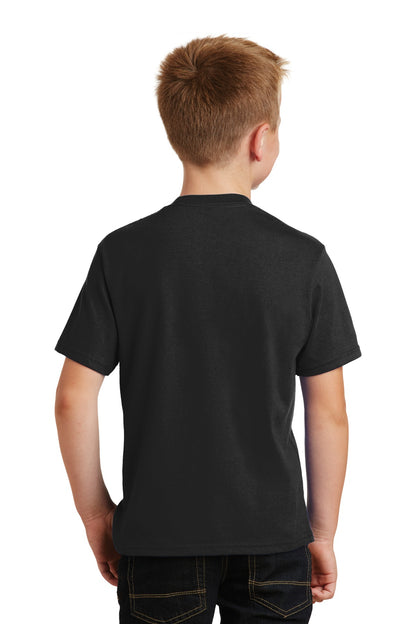 Jet Black Port & Co Youth Fan Favorite Tee. PC450Y plain