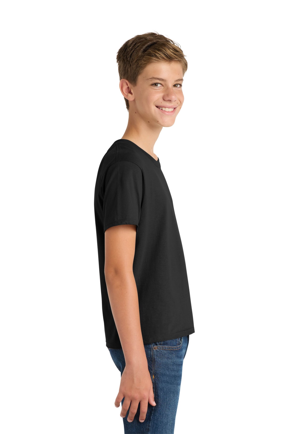 Jet Black Port & Co Youth Fan Favorite Tee. PC450Y plain