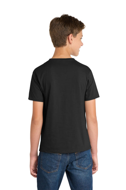 Jet Black Port & Co Youth Fan Favorite Tee. PC450Y plain