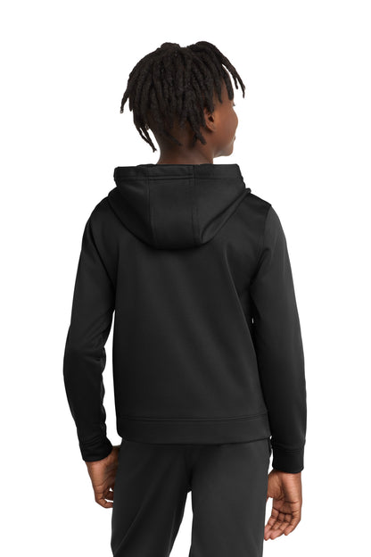 Jet Black Port & Co Youth Performance Fleece Pullover Hooded Sweatshirt. PC590YH plain
