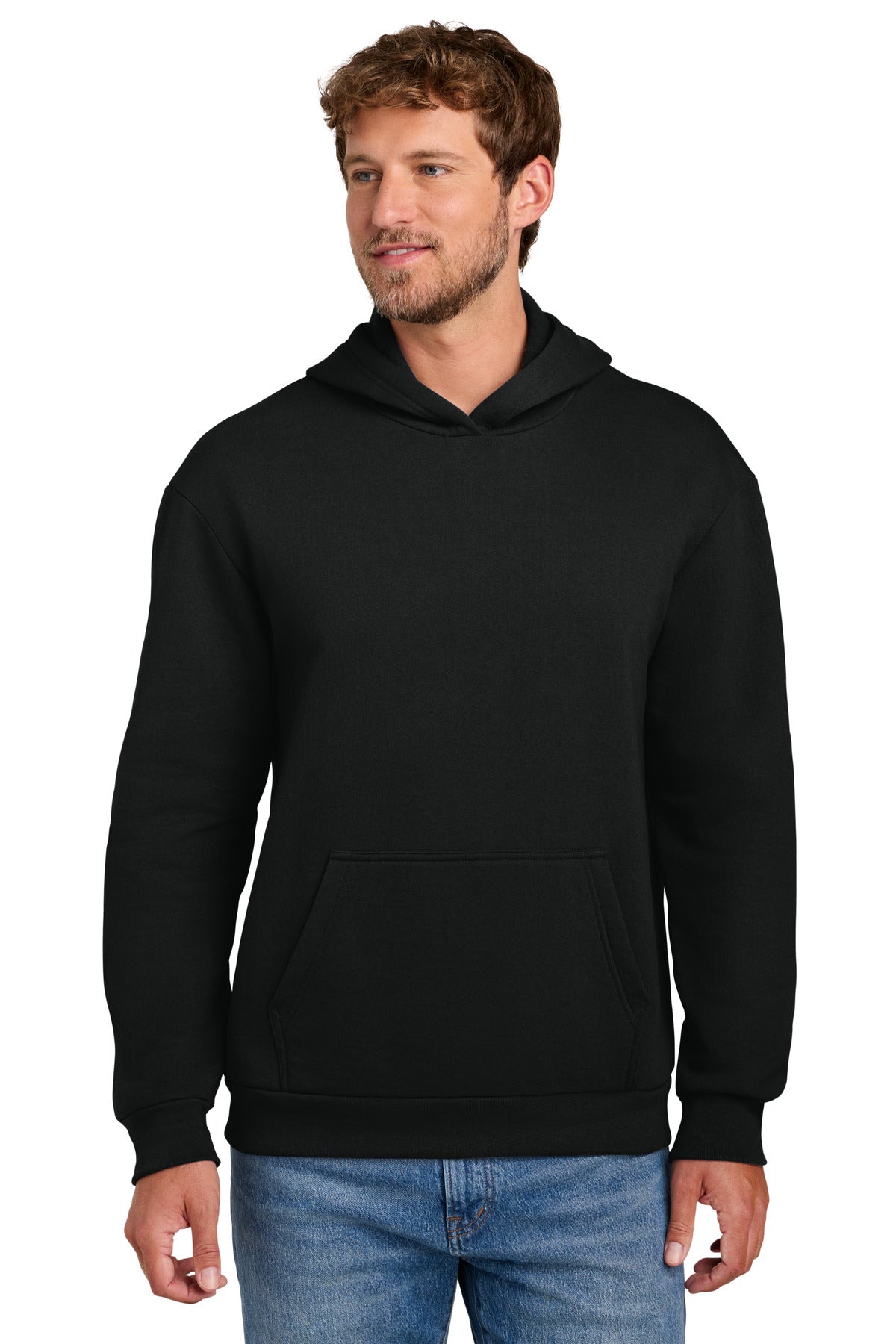JetBlack Port & Co Easy Fleece Pullover Hooded Sweatshirt PC68H
