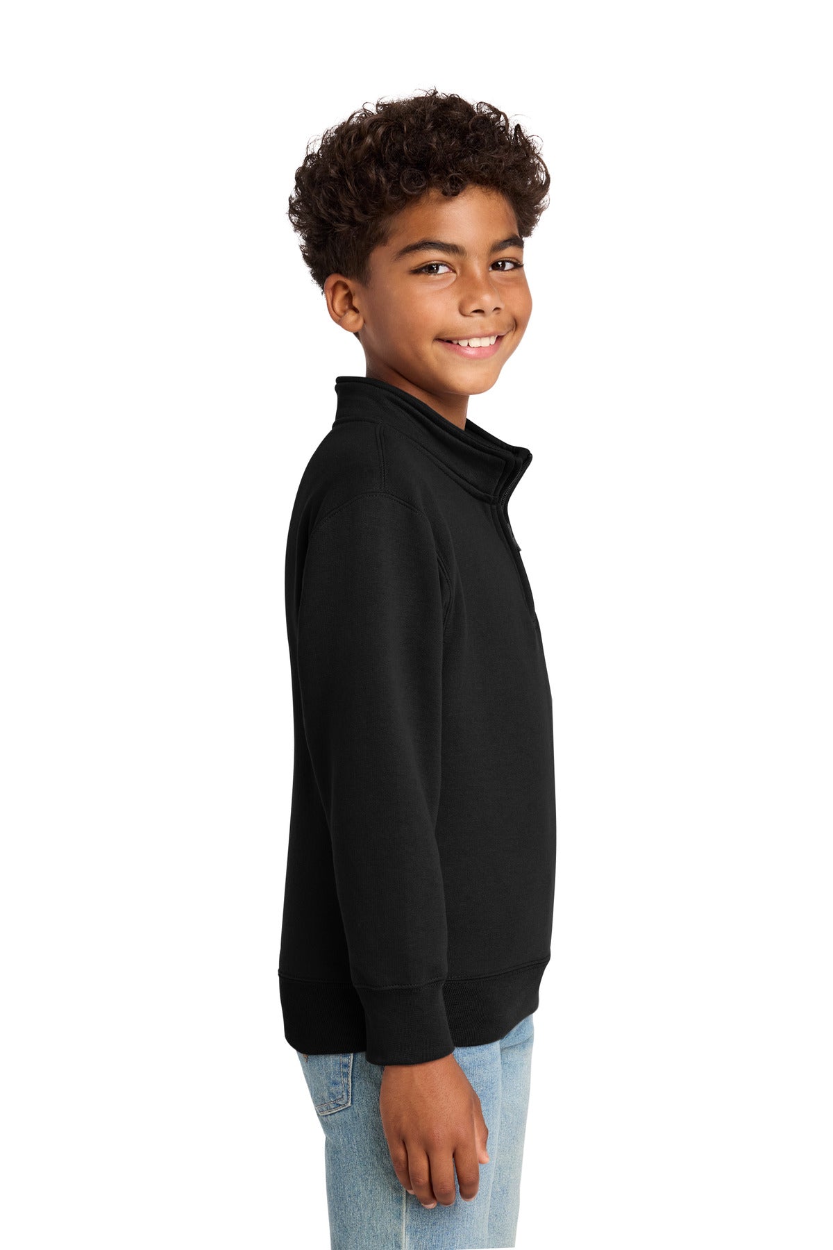 JetBlack Port & Co Youth Core Fleece 1/4-Zip Pullover Sweatshirt PC78YQ plain