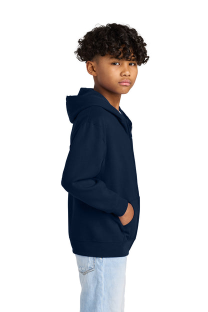 JNavy Jerzees - Youth NuBlend Full-Zip Hooded Sweatshirt. 993B plain
