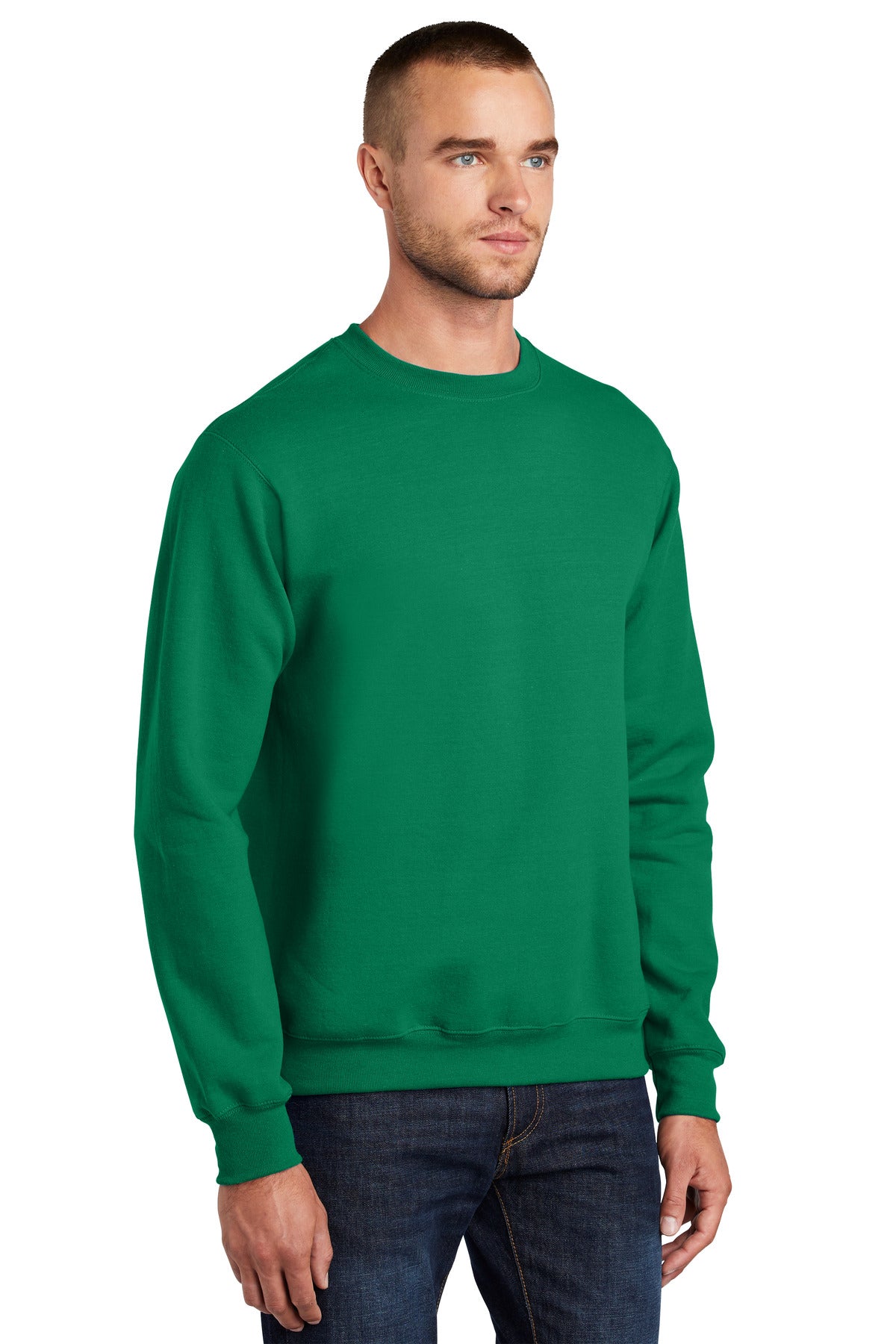 KELLY Port & Co Essential Fleece Crewneck Sweatshirt. PC90 plain
