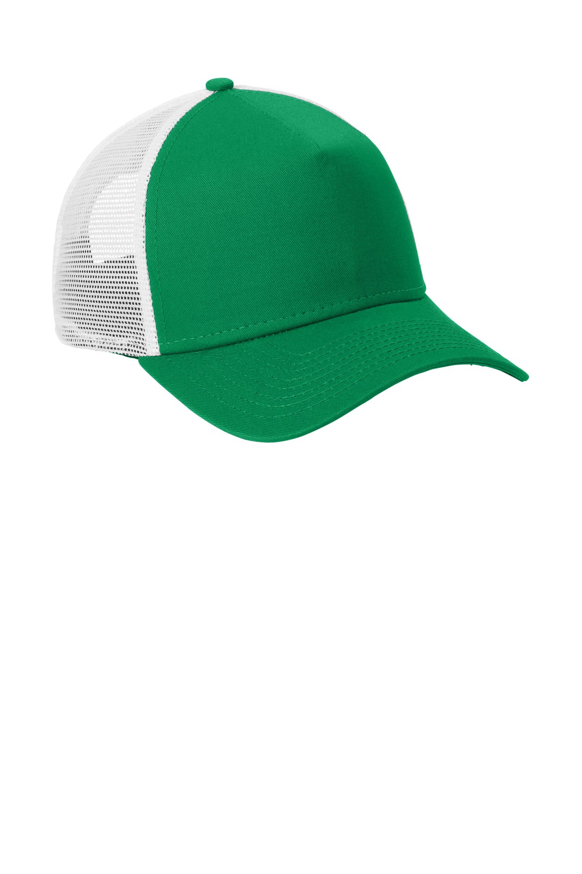 Kelly/White New Era Snapback Trucker Cap. NE205 plain