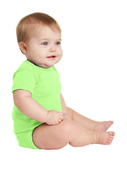 Key Lime Rabbit Skins Infant Short Sleeve Baby Rib Bodysuit. RS4400 plain