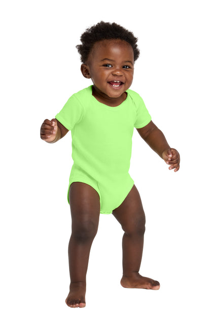 Key Lime Rabbit Skins Infant Short Sleeve Baby Rib Bodysuit. RS4400 plain