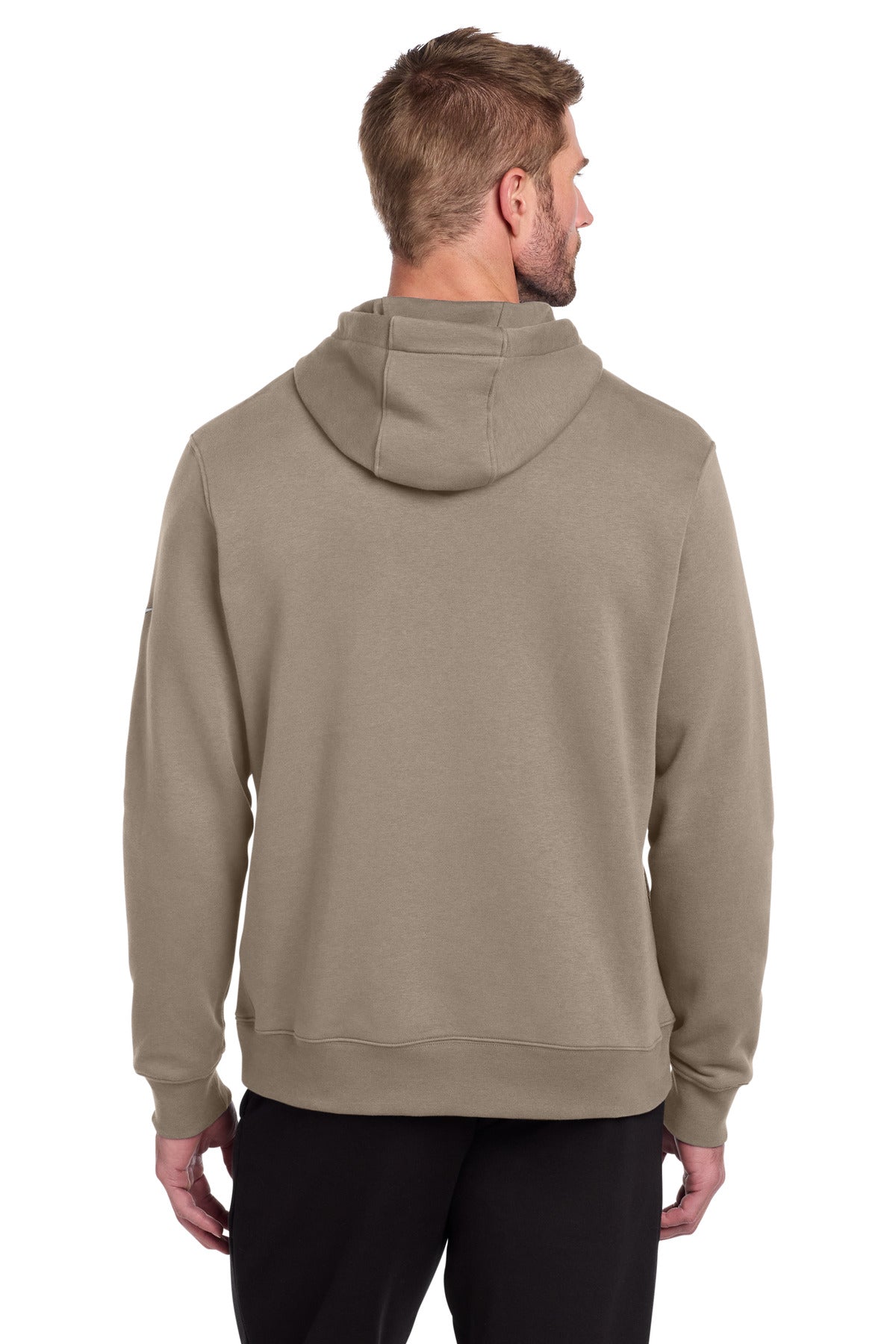 Khaki Nike Club Fleece Sleeve Swoosh Pullover Hoodie NKDR1499