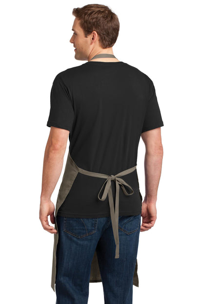 Khaki Port Authority Easy Care Extra Long Bib Apron with Stain Release. A700 plain