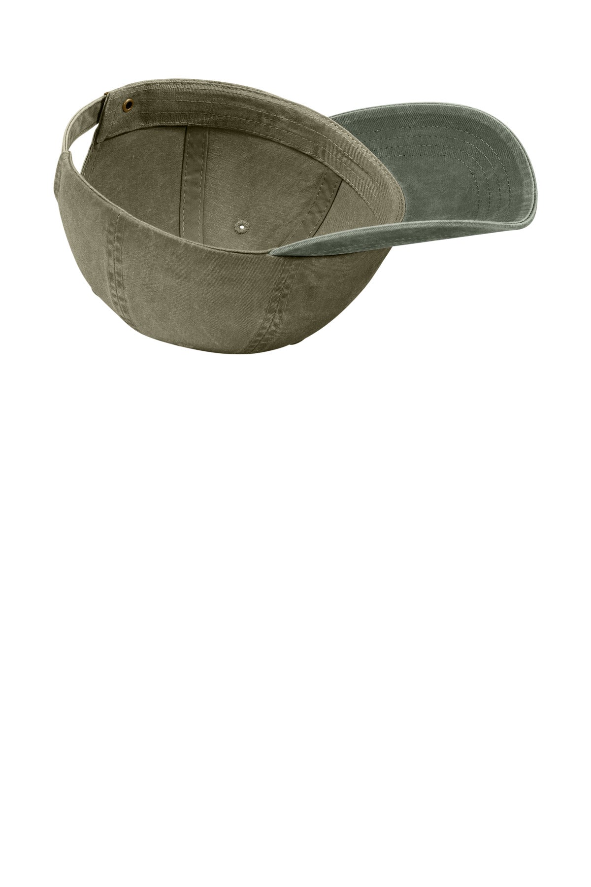 Khaki/Hunter Port Authority Two-Tone Pigment-Dyed Cap. CP83 plain