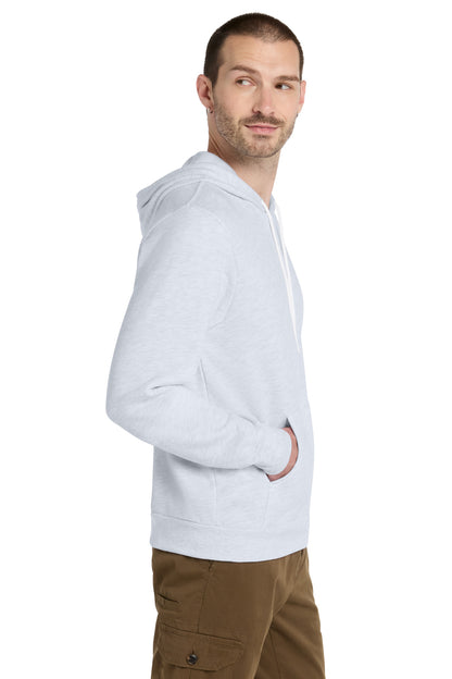 Left View of Ash BELLA+CANVAS Unisex Sponge Fleece Pullover Hoodie. BC3719 plain