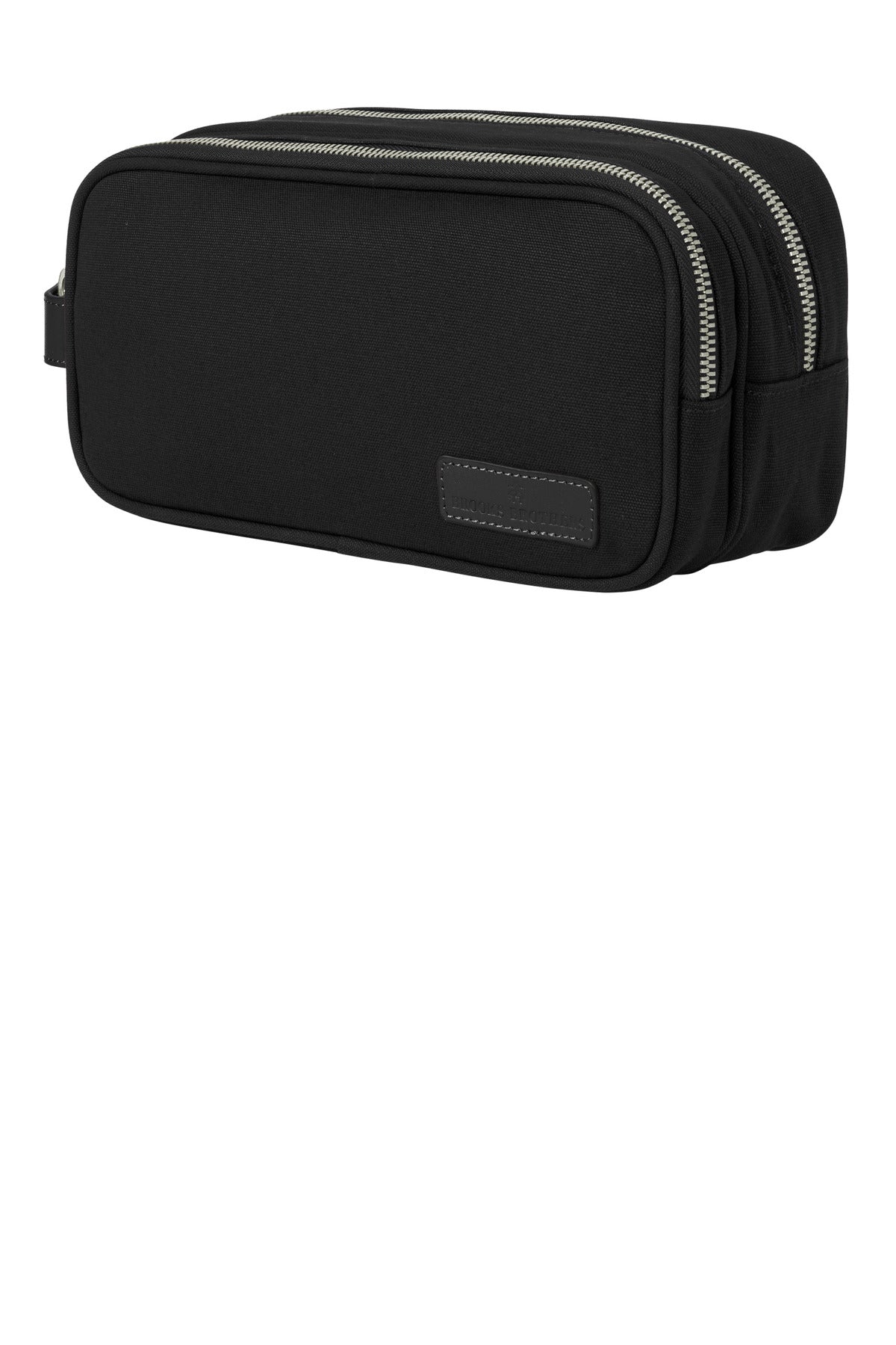 Left View of Black Brooks Brothers Wells Dopp Kit BB18870 plain