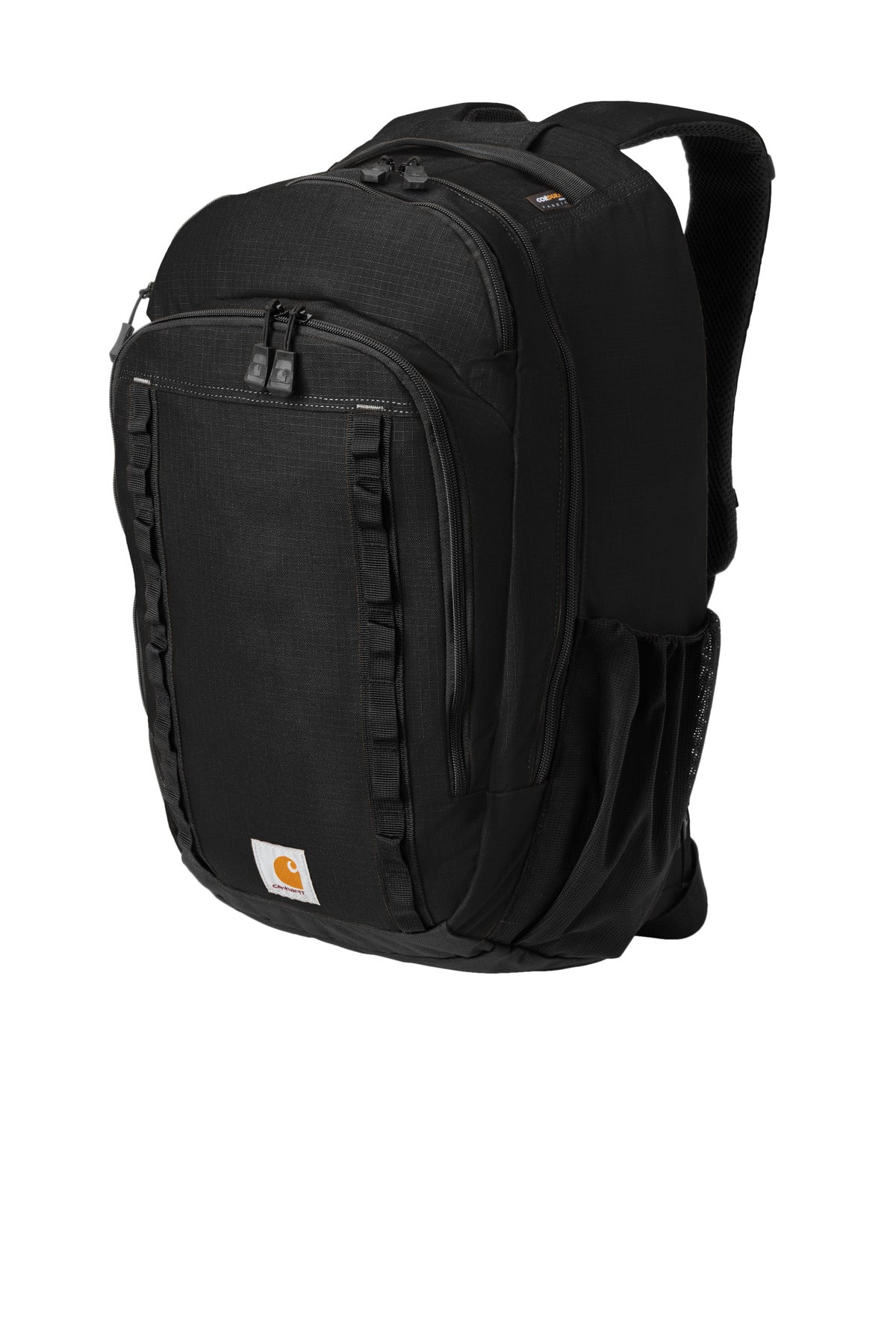 Left View of Black Carhartt 25L Ripstop Backpack CTB0000481 plain