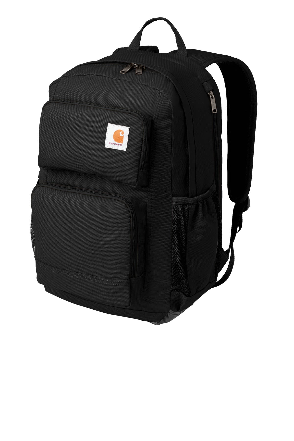 Left View of Black Carhartt 28L Foundry Series Dual-Compartment Backpack CTB0000486 plain